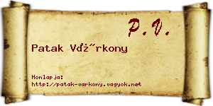 Patak Várkony névjegykártya